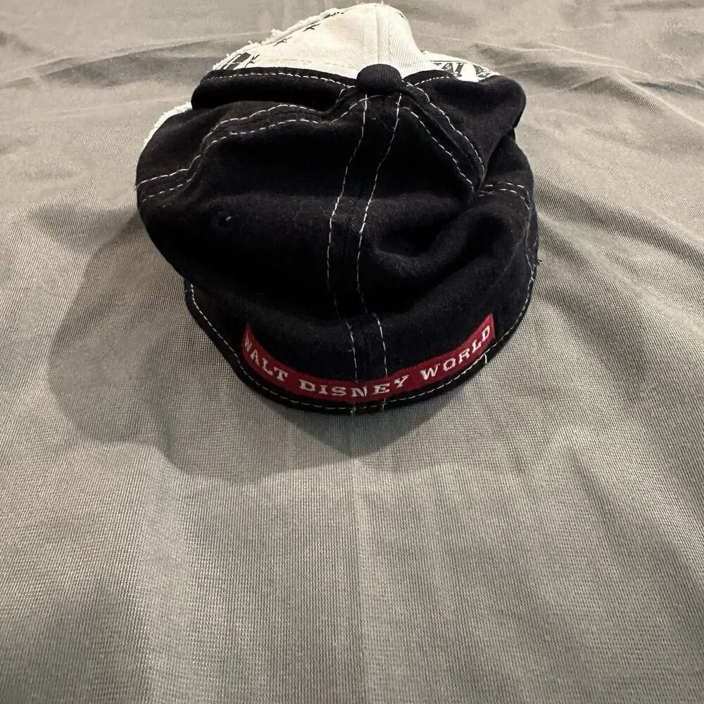 Disney Parks Mickey Mouse Stretch Fit Cap Hat American 1928 Navy Blue Distressed